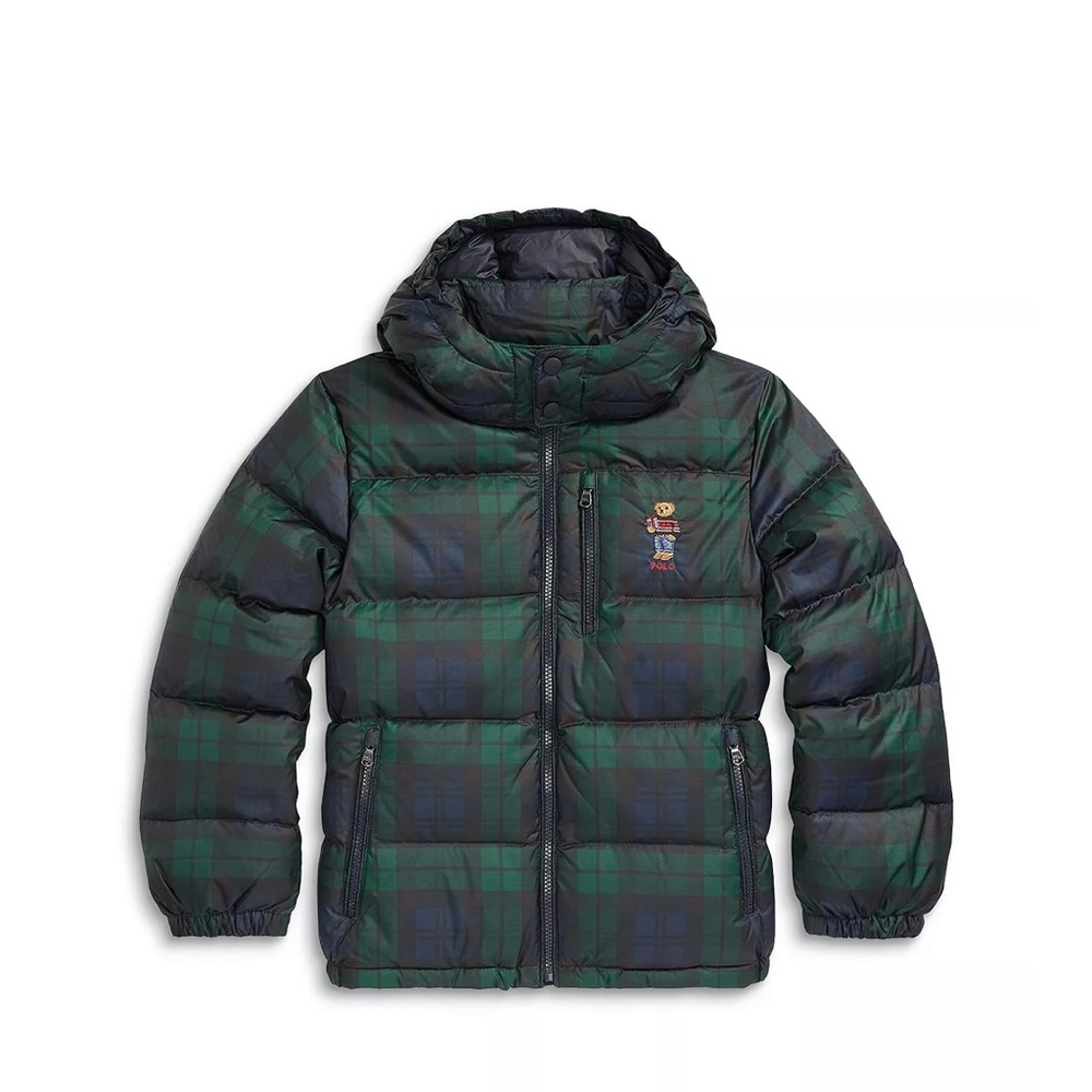 Boys Plaid Polo Puffer Jacket